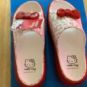 CROCS Red and White Hello Kitty Sandals